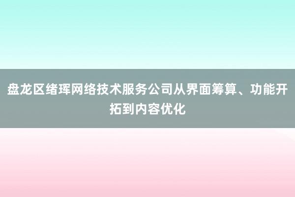 盘龙区绪珲网络技术服务公司从界面筹算、功能开拓到内容优化